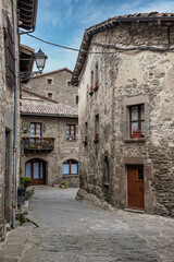 Fototapeta na wymiar Streets of medieval village of Rupit, Catalonia of Spain