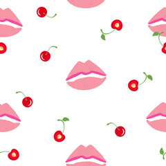 Lip and cherry print pattern.