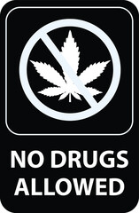 NO DRUGS NO SMOKING MARIJUANA TOBACCO ALLOWED BANNED PROHIBITED WARNING SIGN VECTOR