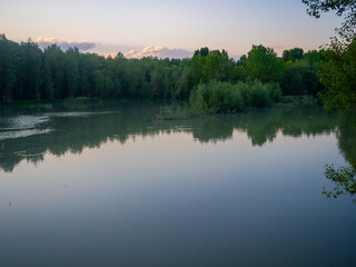 views of the river Esera to the passage through the town of graus in the province of huesca aragon spain