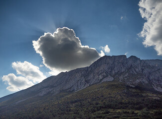 views of the mountain called turbon in the province of huesca aragon 