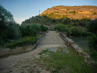 views of the river Esera to the passage through the town of graus in the province of huesca aragon spain