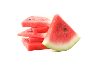 Fresh watermelon slices isolated on white background. Summer fruit