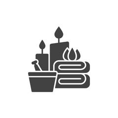 SPA salon black glyph icon. Take rest sign. Aromatherapy, massage. Pictogram for web page, mobile app, promo. UI UX GUI design element.