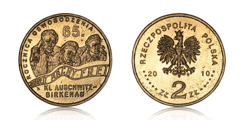 commemorative coin 65 anniversary of the liberation of Auschwitz concentration camp