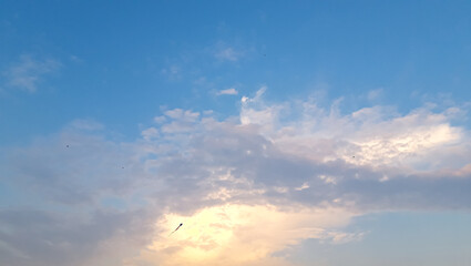 Beautiful white and blue sky.. Skyscape Photo.