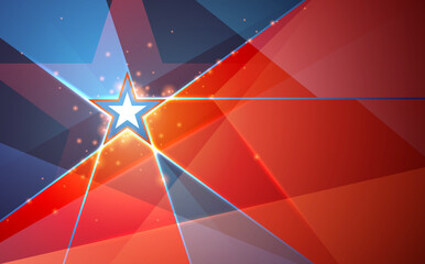 Abstract star shape red and blue background