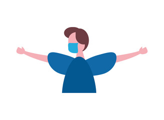 young man wearing medical mask character