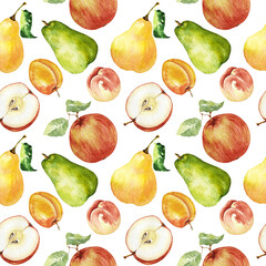 Watercolor Fruits Digital Paper, Summer Tropical Fruits Seamless Pattern, Scrapbook Paper, Botanical Print, Food Pattern, Kitchen Decor