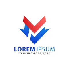 Abstract Letter M Arrow Data Company Logos Design Vector Illustration Template Stock Premium