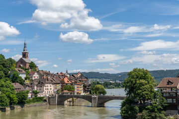 Fototapeta premium view of the picturesque town of Laufenburg on the Rhine