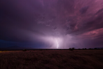 Naklejka na ściany i meble A lightning storm viewed from Coronado State Park during monsoon season.