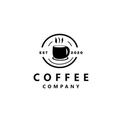 Coffee Logo For Cafe and Shop with Vintage Badget. Premium Coffee Maker Vector. Company Logo Design Inspiration.