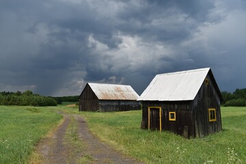Fototapeta na wymiar A barn after the storm