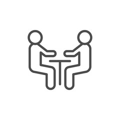 Negotiation line outline icon and meeting concept