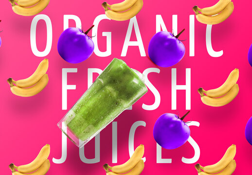 Green Juice and Bananas Mockup