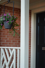 door with hanging flowers