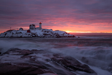 Cold snowy mornings at the Nubble.