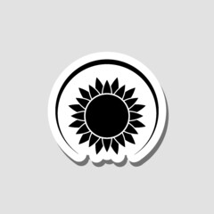 Sunflower sticker icon isolated on gray background
