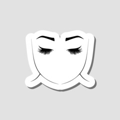 Face of a woman sticker icon isolated on gray background