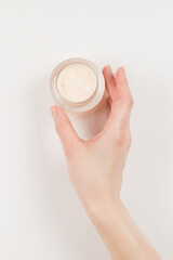 Hand cream isolated on white background.
