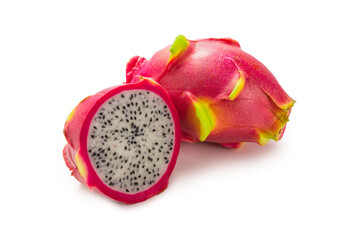 Sweet tasty dragon fruit or pitaya isolated on white.
