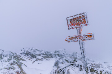 Summit sign on Mount Moosilauke
