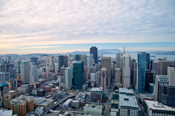 Fototapeta na wymiar Aerial view of downtown San Francisco looking toward the bay
