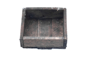 Old wooden container box isolated on the white background.