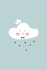 Obraz na płótnie Canvas Cute scandinavian cloud cartoon vector