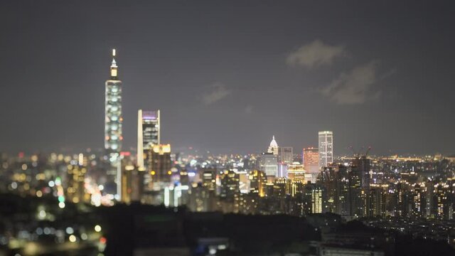Taipei, Taiwan 101 Tiger Mountain Xiangshan filmed HLG film of Taipei skyline 
Shift photography
