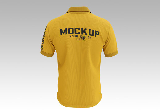 Men's Short Sleeve Polo Shirt Mockup, Back