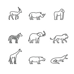 African wild animals icon vector set. © ProfiTrollka