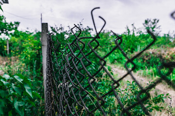 mesh fence against the sky