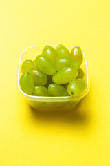 Fresh seasonal grapes in Plastic containers ready to eat To take away