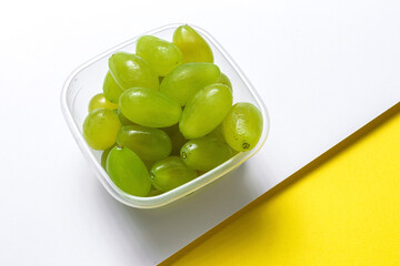 Fresh seasonal grapes in Plastic containers ready to eat To take away