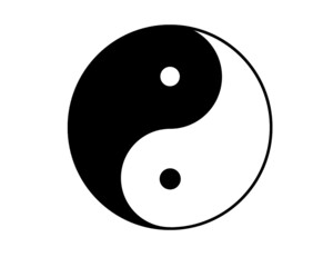 yin yang vector icon, taoistic symbol of harmony and balance - religion, philosophy, meditation concept	