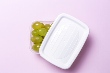 Fresh seasonal grapes in Plastic containers ready to eat To take away