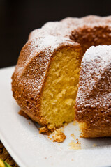 Polish lemon sand cake known as babka cake