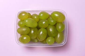 Fresh seasonal grapes in Plastic containers ready to eat To take away