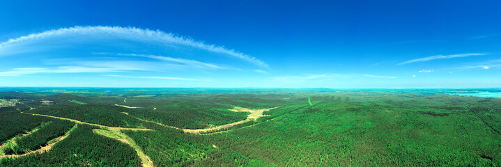 Panorama of the endless forest on bright sunny day. View from above © ArtEvent ET