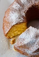 Polish lemon sand cake known as babka cake