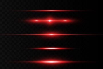 Horizontal flare. Laser horizontal beams, light beams. Bright stripes on a dark background.