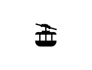 Mountain cableway vector flat icon. Isolated mountain cable way illustration
