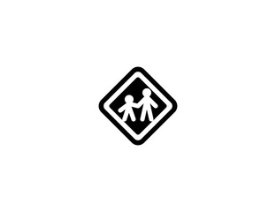 Children Crossing vector flat icon. Isolated Children Crossing Road Sign illustration symbol