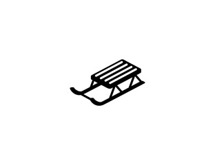 Sled vector flat icon. Isolated toboggan, sledge illustration