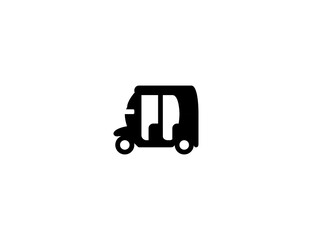 Auto Rickshaw vector icon. Isolated Tricycle oriental transport flat illustration symbol 