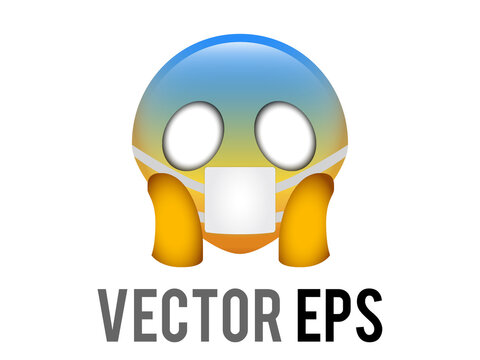 Vector scary character face emoji icon with two hands, mask