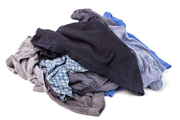 a small pile of clean and dry panties and t-shirts - isolated on white background