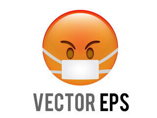 Vector red angry, upset, disappointed emoji face icon with mask